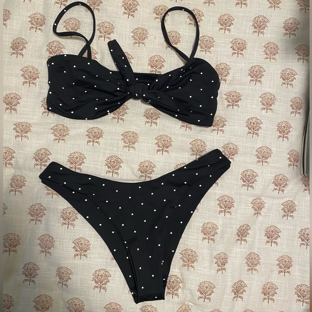 Black polka dot bikini